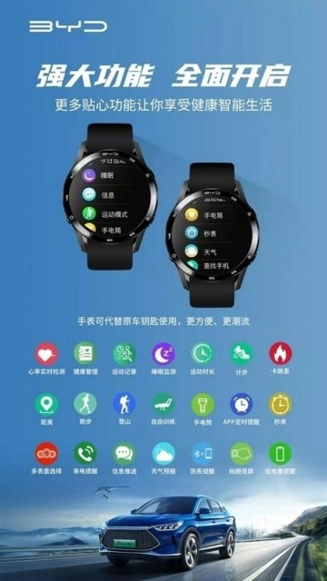星歐平台官方:比亞迪智能手表預計 4 月上市 支持汽車鈅匙等功能